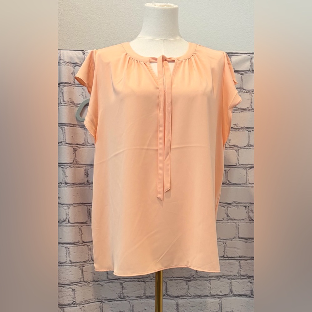 Joie:L  Peach Tie-Neck Blouse
